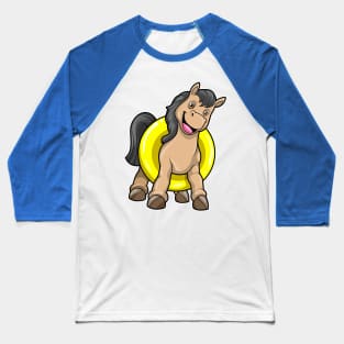 Horse at Beach with Swim ring Baseball T-Shirt